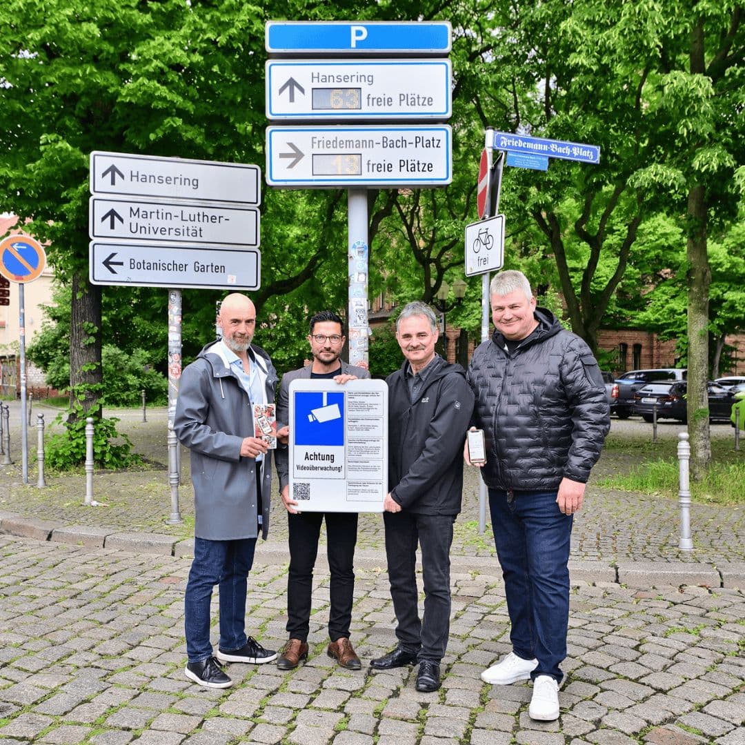 Integrierung kamerabasierter Sensortechnik auf dem Friedemann-Bachplatz, Fotonachweis: Stadtwerke Halle